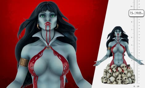 Gallery Feature Image of Vampirella (Classic Grey and Red Toned Artist Proof Edition) Bust - Click to open image gallery