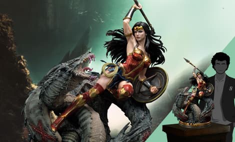 Gallery Feature Image of Wonder Woman VS Hydra Bonus Version 1:3 Scale Statue - Click to open image gallery