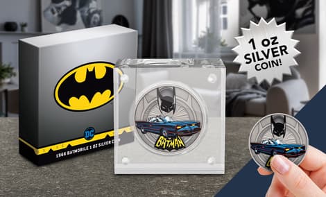 Gallery Feature Image of 1966 Batmobile 1oz Silver Coin Silver Collectible - Click to open image gallery