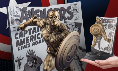 Gallery Feature Image of Captain America The Avengers #4 (Gilt) Pewter Collectible - Click to open image gallery