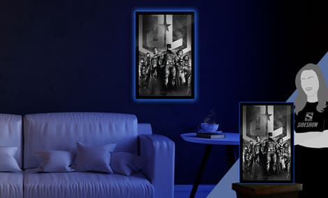 Gallery Feature Image of Zack Snyder’s Justice League B&W Group Scene LED Poster Sign (Large) Wall Light - Click to open image gallery