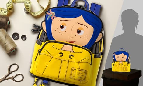 Gallery Feature Image of Coraline Raincoat Cosplay Mini Backpack Backpack - Click to open image gallery