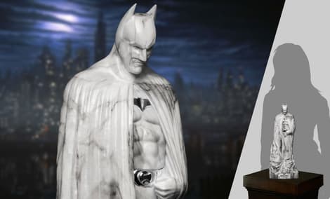 Gallery Feature Image of The Dark Knight Memorial (White Faux Marble Texture Edition) Statue - Click to open image gallery