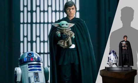 Gallery Feature Image of Luke Skywalker, R2-D2 and Grogu Statue - Click to open image gallery