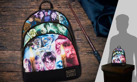 Gallery Feature Image of Harry Potter Trilogy Triple Pocket Mini Backpack Backpack - Click to open image gallery