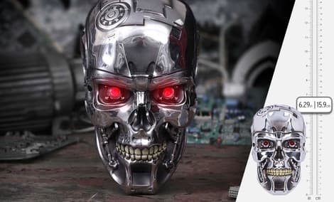 Gallery Feature Image of T-800 Terminator Head Plaque Statue - Click to open image gallery