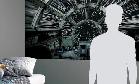 Gallery Feature Image of Star Wars Millennium Falcon Wallpaper Mural Mural - Click to open image gallery