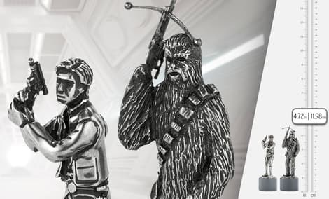 Gallery Feature Image of Han Solo & Chewbacca Bishop Chess Piece Pair Pewter Collectible - Click to open image gallery