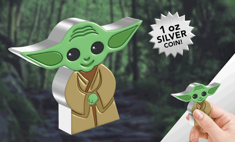 Gallery Feature Image of Yoda 1oz Silver Coin Silver Collectible - Click to open image gallery