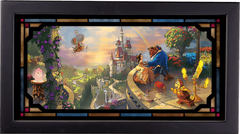Beauty And The Beast Falling In Love Framed Glass Art By Thomas Kinkade Studios Sideshow Collectibles