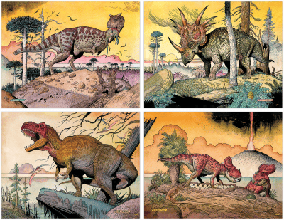 William Stout Dinosaur Series: The Cretaceous Era (Set of 4) William Stout Art Print Image