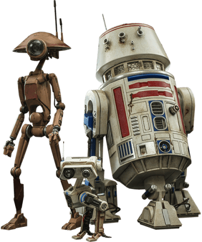 R5-D4, Pit Droid, and BD-72 Sixth Scale Figure