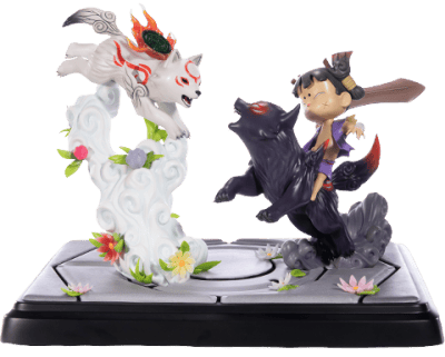 Chibiterasu vs Dark Chibiterasu & Possesed Kuni Statue