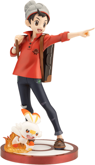 Victor with Scorbunny Pokémon Statues Image