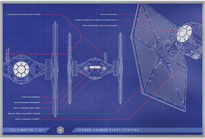 TIE Fighter / SF™ Blueprint Star Wars Silver Collectible Image