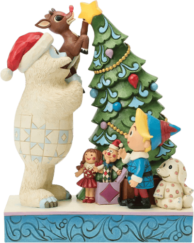 Bumble Holding Rudolph by Tree Rudolph Figurine Image