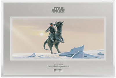 Luke Skywalker™ riding his Tauntaun™ Star Wars Silver Collectible Image