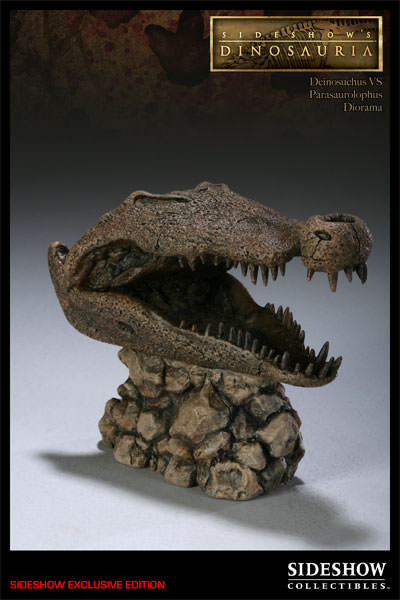 Dinosauria Deinosuchus VS Parasaurolophus Polystone Diorama  View 2