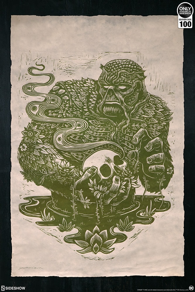 DC Comics Swamp Thing Linocut on Lokta Paper Art Print  Exclusive Edition  View 2