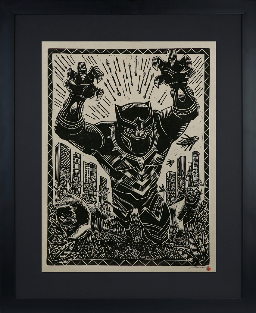 Black Panther Linocut on Lokta Paper Exclusive Edition  View 2
