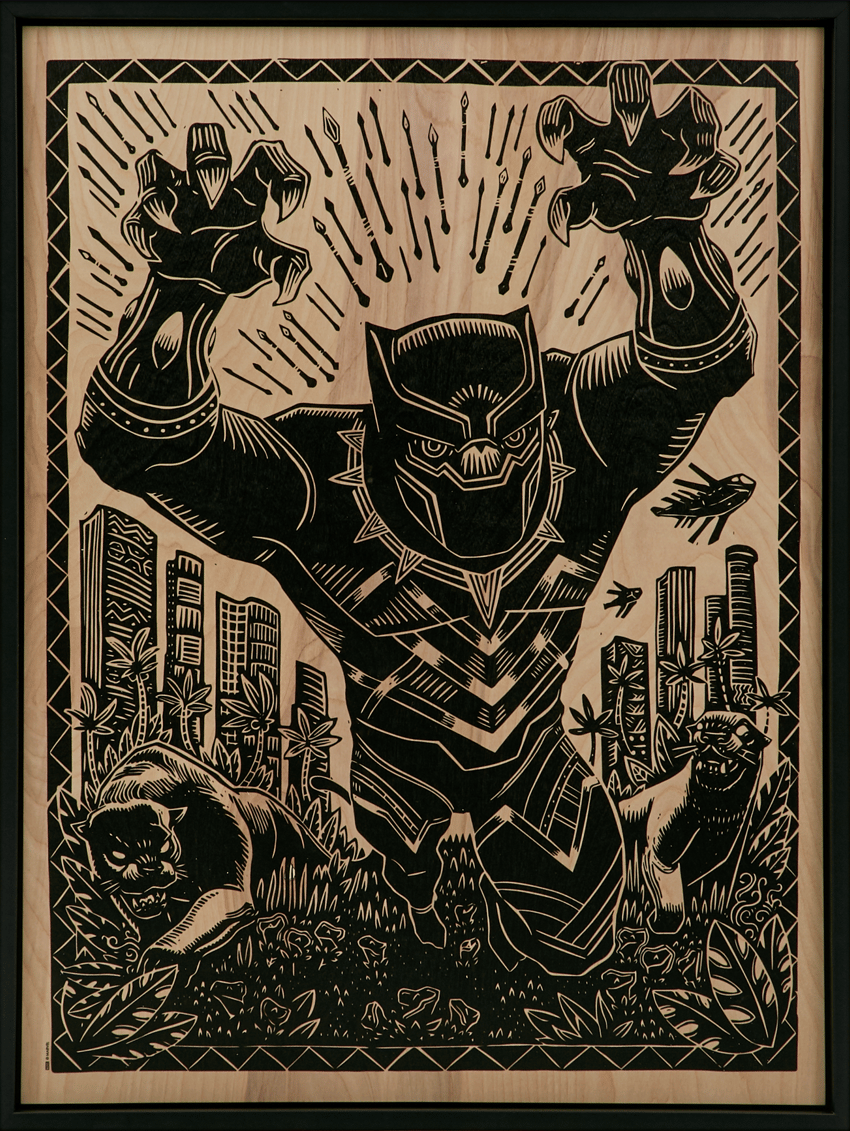 Black Panther Print on Wood Variant Exclusive Edition  View 2