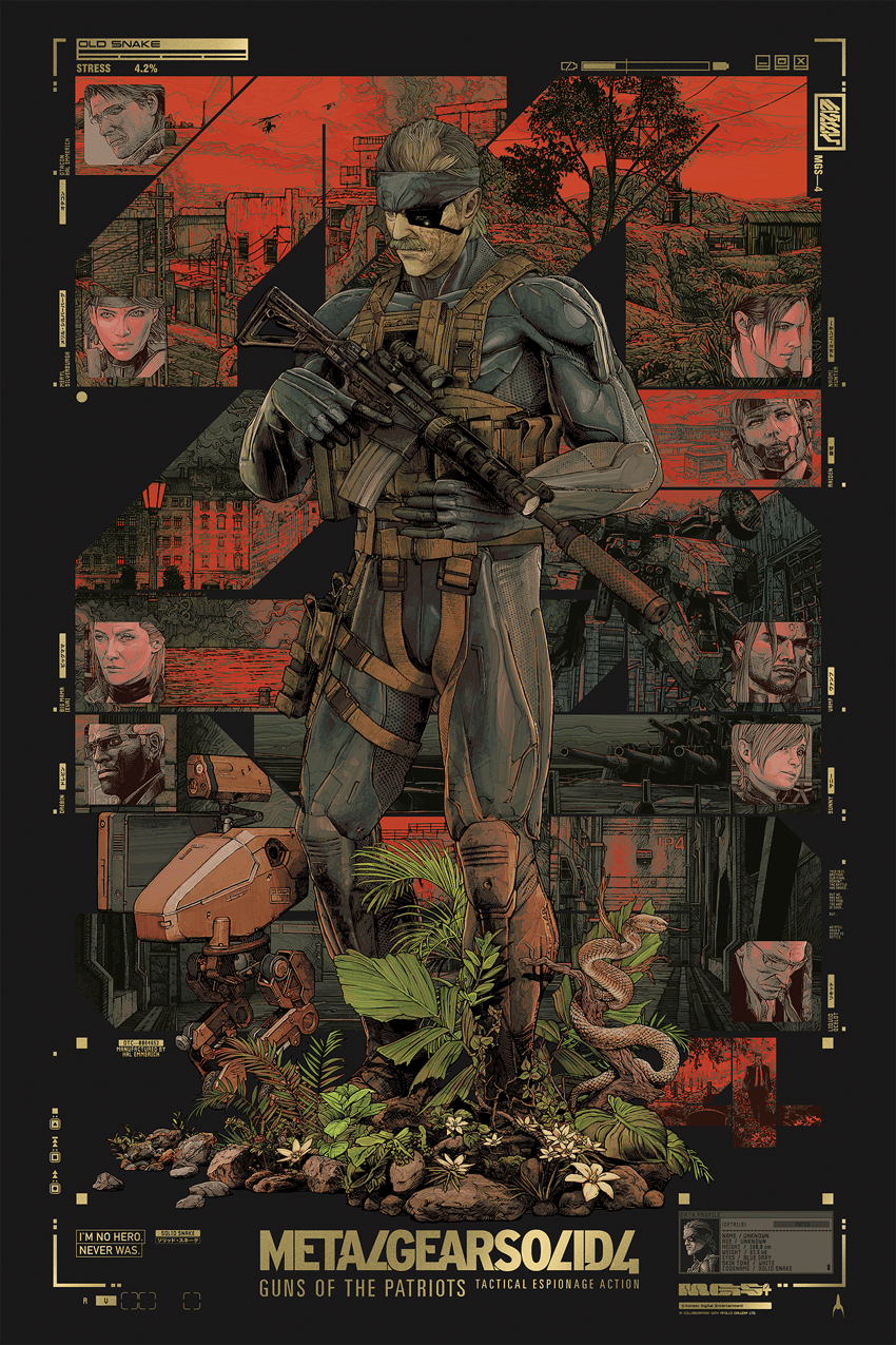 Metal Gear Solid Metal Gear Solid 4: Guns of the Patriots Metallic Gold Variant Art Print  View 6