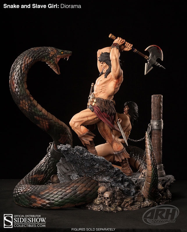 Conan Snake and Slave Girl Polystone Diorama  View 4