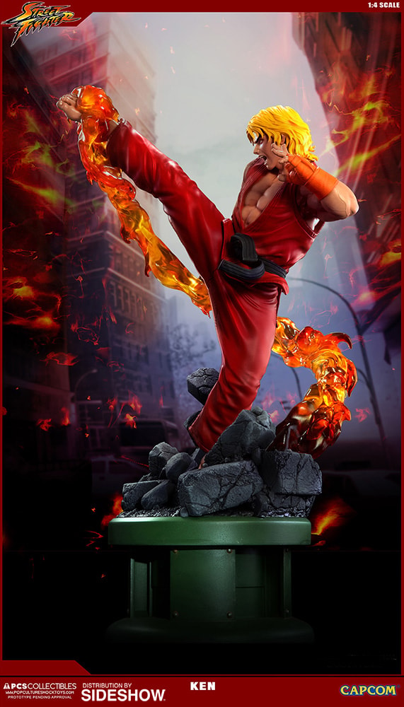 Street Fighter Ken Masters with Dragon Flame Statues - Prototype Shown View 6