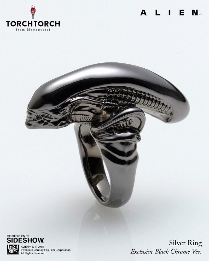 Alien Alien Big Chap Silver Ring Black Chrome Version Jewelry - Prototype Shown View 1