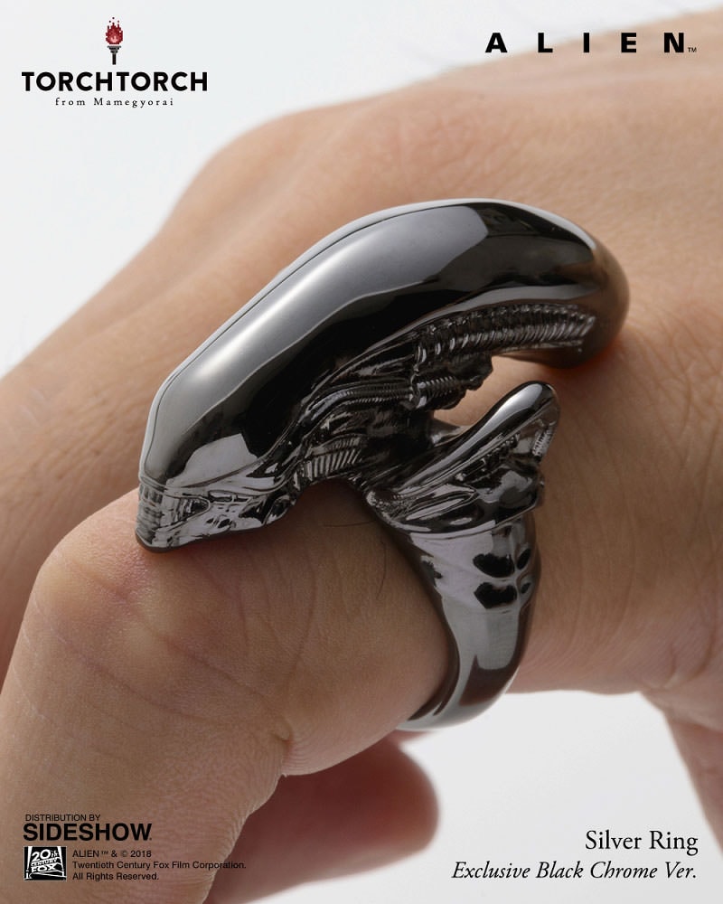 Alien Alien Big Chap Silver Ring Black Chrome Version Jewelry - Prototype Shown View 3