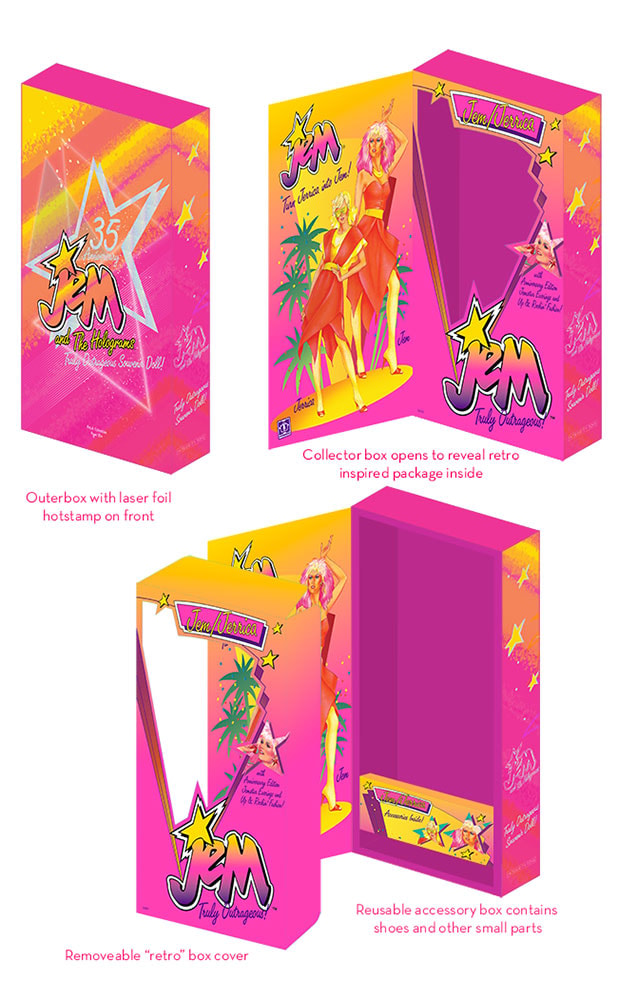 Jem and the Holograms Up & Rockin' Jerrica Benton™/JEM™ Flip-Side Gift Set Collectible Doll - Prototype Shown View 1