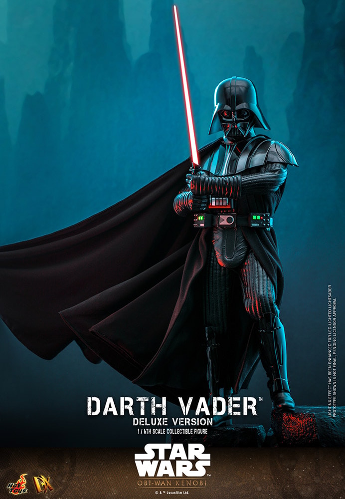 Full-body shot of Darth Vader (Deluxe Version) (Special Edition) in left lunge on base, holding lightsaber with both hands, in full suit. Exclusive Edition - Prototype Shown View 4
