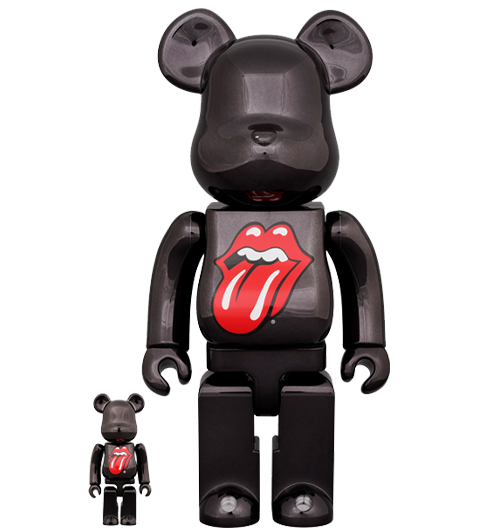 Be@rbrick The Rolling Stones Lips & Tongue (Black Chrome Version) 100% & 400%- Prototype Shown