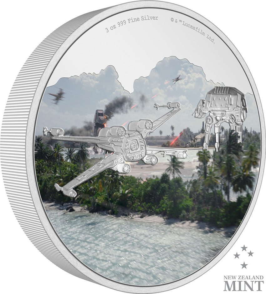 Battle Scenes Scarif 3oz Silver Coin- Prototype Shown View 2