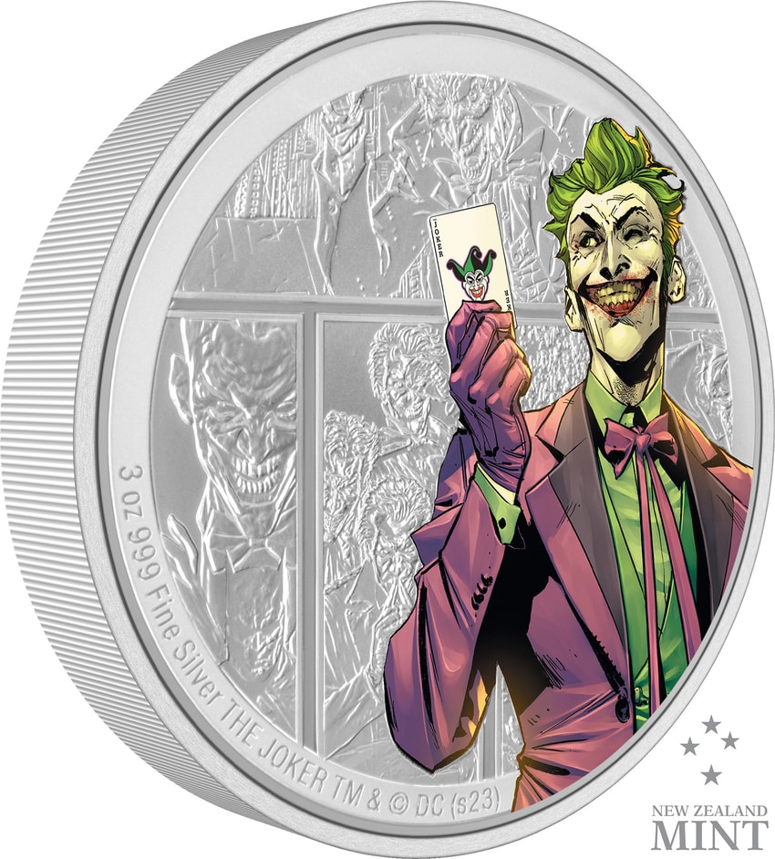 The Joker 3oz Silver Coin- Prototype Shown View 3