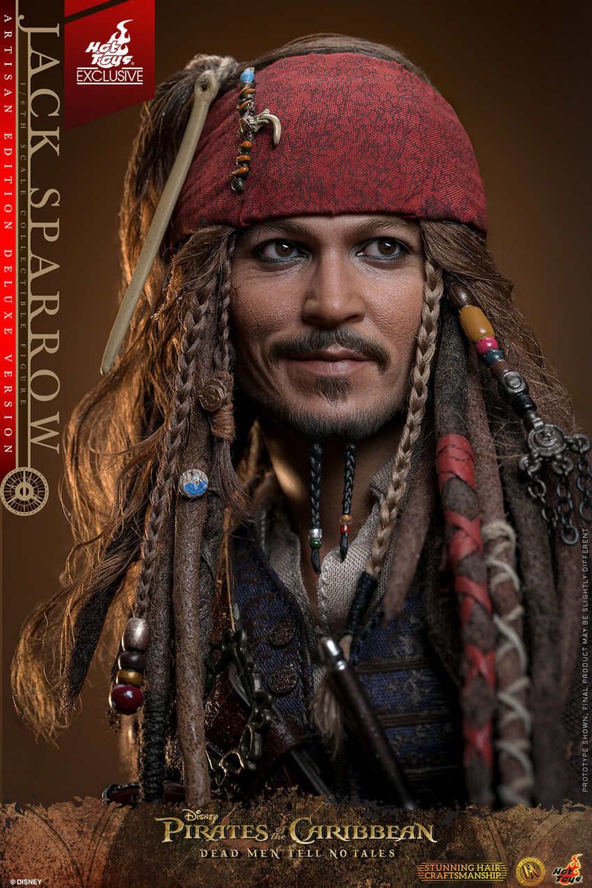 Close-up portrait of Jack Sparrow smirking, gazing into the distance, and wearing his iconic red bandana.- Prototype Shown View 3