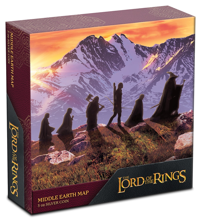 The Lord of the Rings Middle Earth Map 5oz Silver Coin Silver Collectible - Prototype Shown View 6