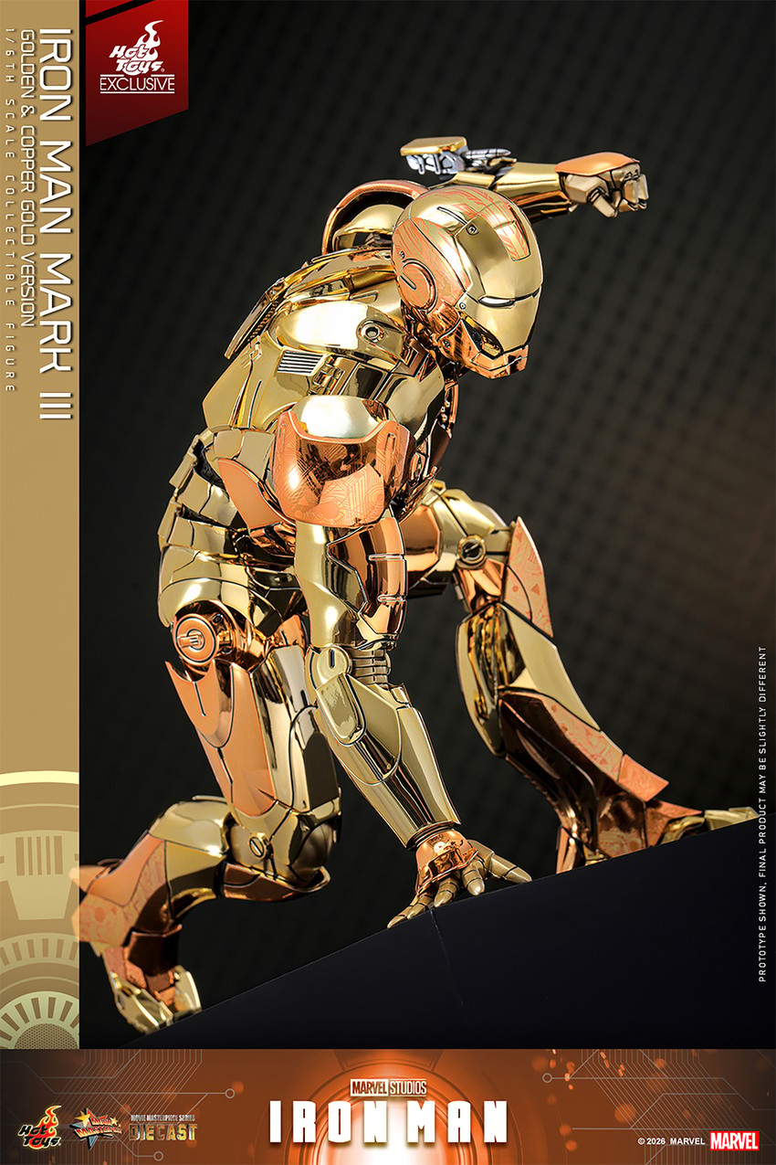 Marvel Iron Man Mark III (Golden & Copper Gold Version) Sixth Scale Figure - Prototype Shown View 5