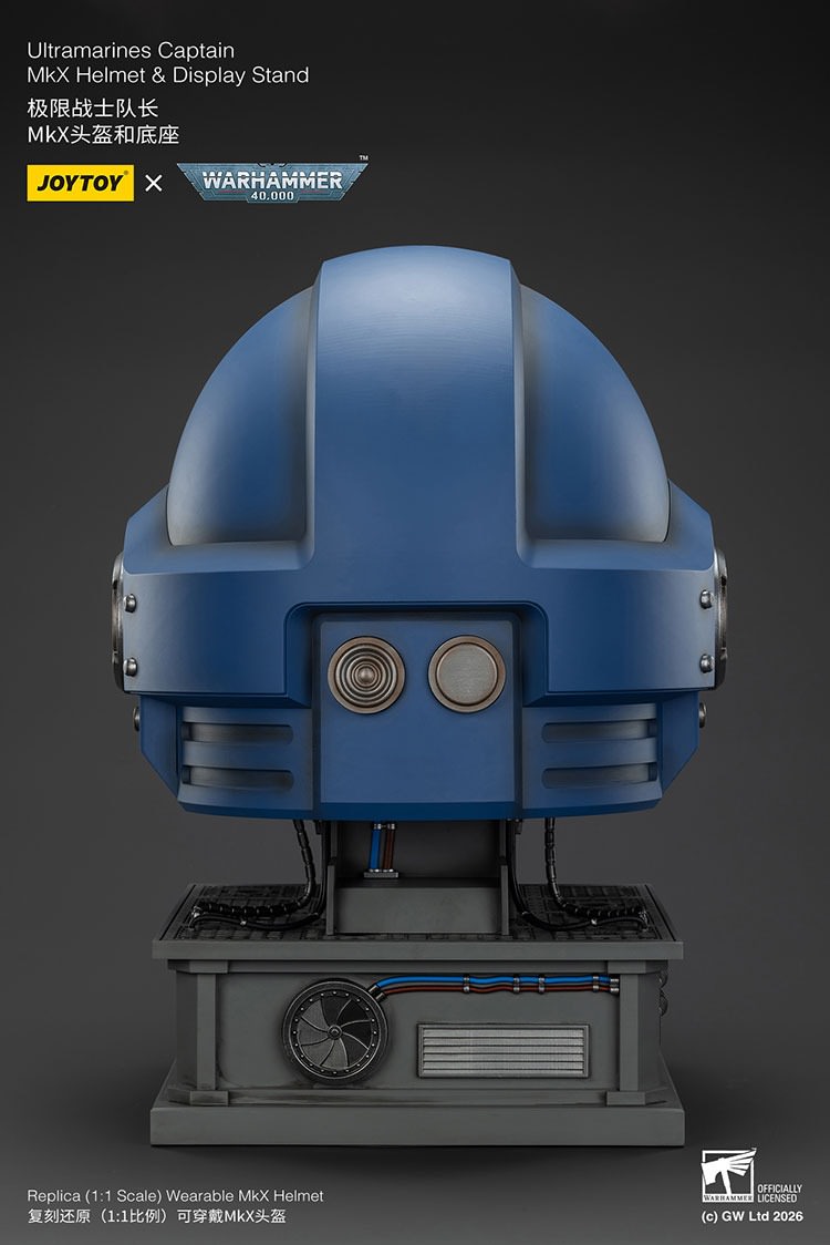 Warhammer 40K Ultramarines Captain MkX Helmet and Display Stand Prop Replica - Prototype Shown View 6