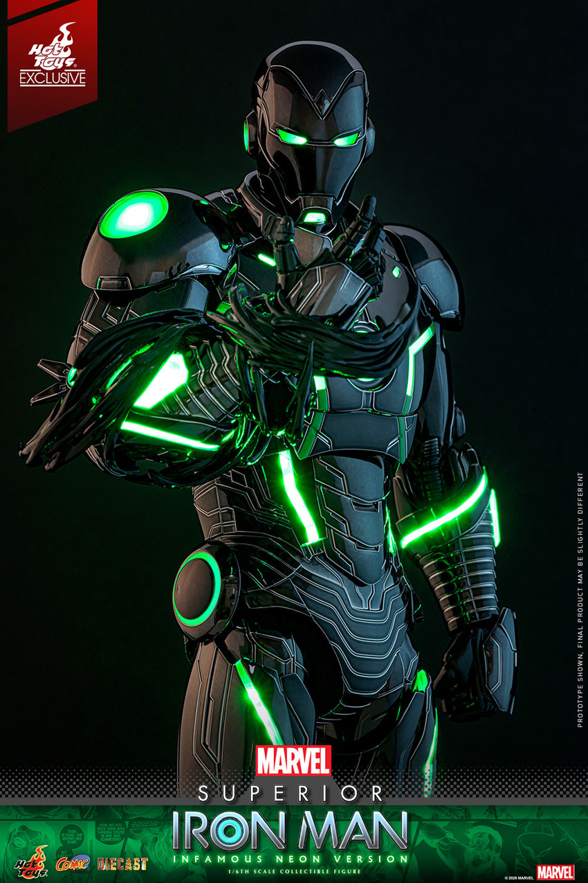 Marvel Superior Iron Man (Infamous Neon Version) Sixth Scale Figure - Prototype Shown View 6