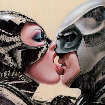 Batman Catwoman Tongue Lashing Art Print