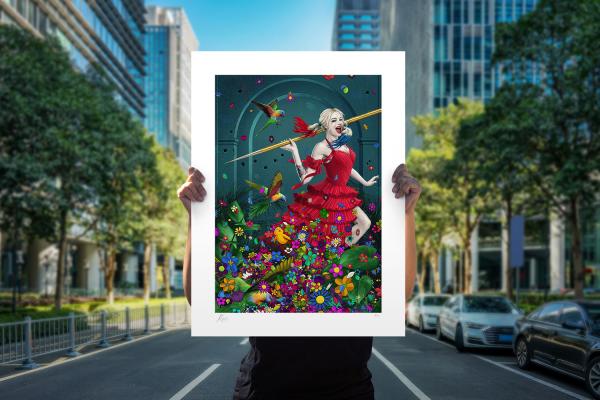 Harley Quinn: Red Flags Art Print