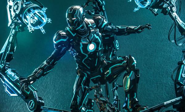 Neon Tech Iron Man with Suit-Up Gantry Sixth Scale Figure Set