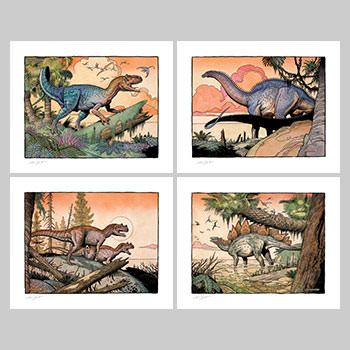 William Stout Dinosaur Series: The Jurassic Era (Set of 4) Art Print