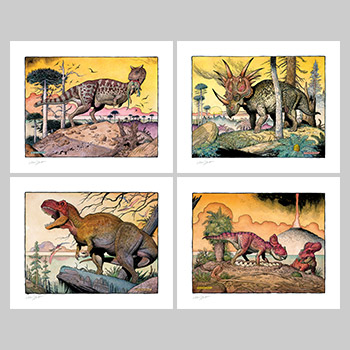 William Stout Dinosaur Series: The Cretaceous Era (Set of 4) Art Print