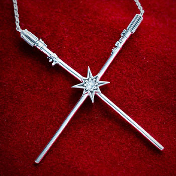 Luke Skywalker™ & Darth Vader™  Crossed Lightsaber Necklace Jewelry