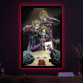 Three Jokers Comic Cover LED Poster Sign (Large) Wall Light