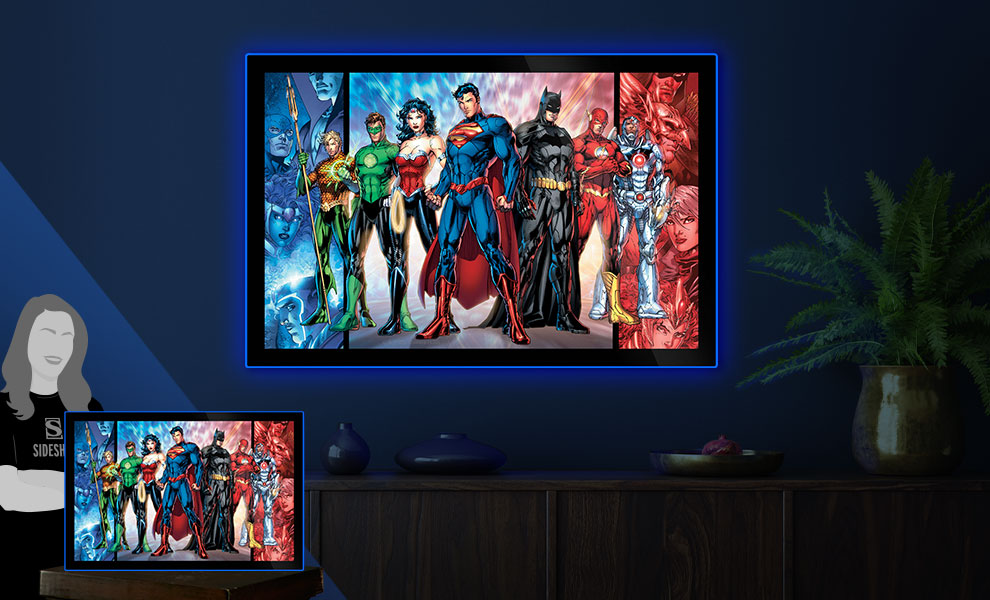 Justice League of America Comic Cover LED Poster Sign (Large) Wall Light