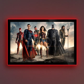 Justice League of America Movie Poster LED Poster Sign (Large) Wall Light
