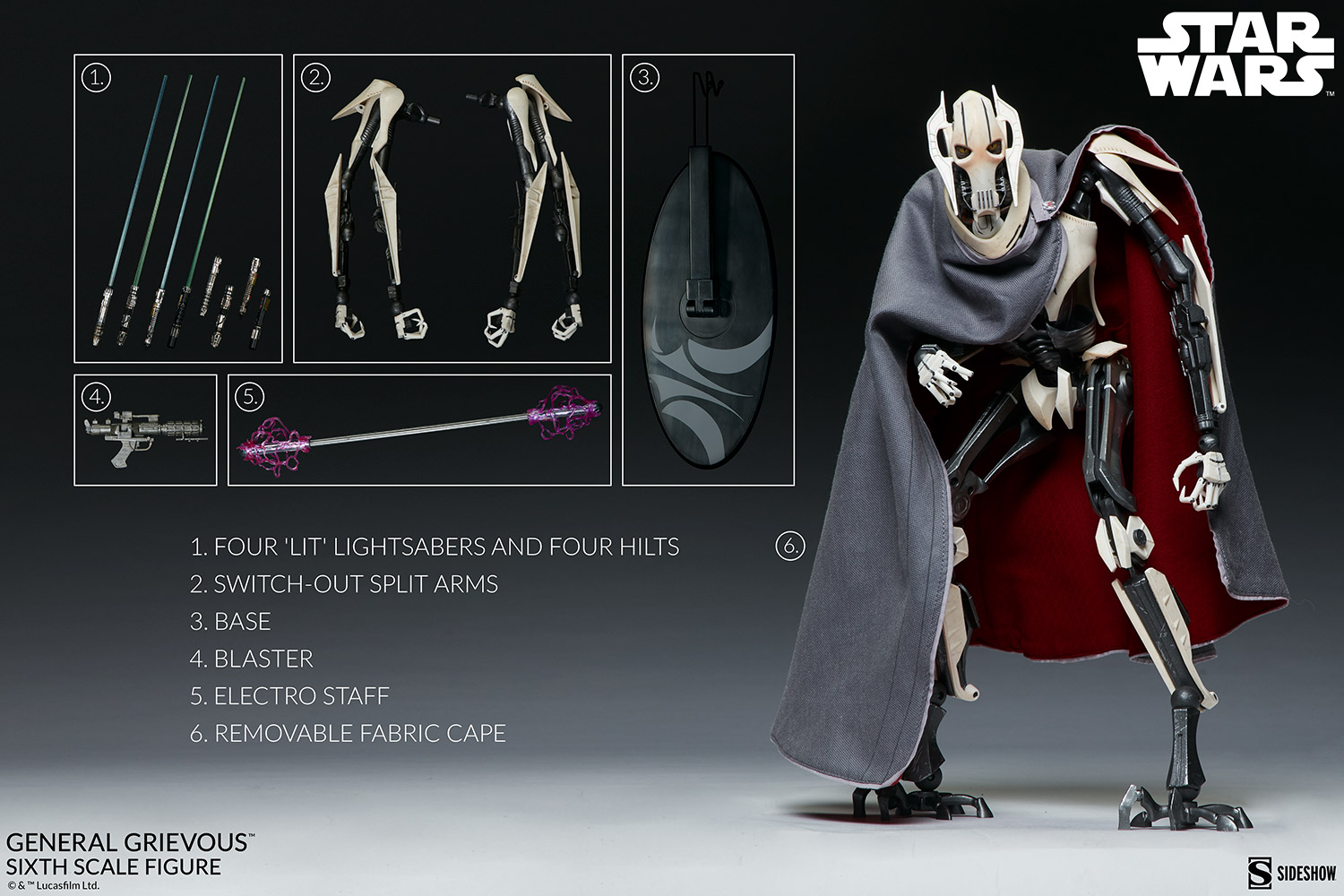 Star Wars: Episode III – Revenge of the Sith : General Grievous Sixth Scale Figure General-grievous_star-wars_gallery_6091e7373095f